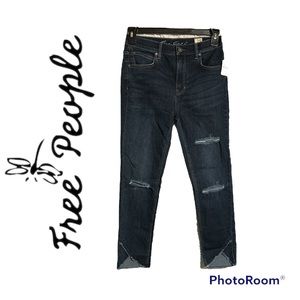 Free People NWT Indigo Distressed Skinny Jeans 29